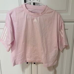 Adidas pink crop top shirt